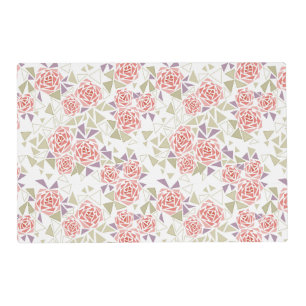 olive beige mosaic floral pattern retro placemat
