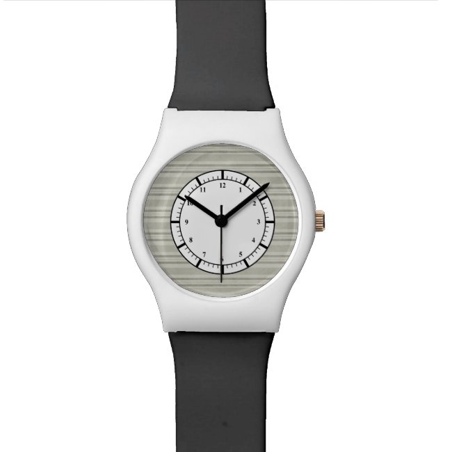 Olive Beige Striped Pattern Watch