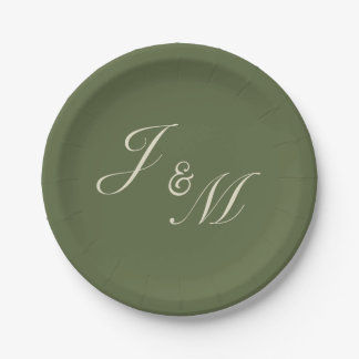 Olive & Beige Wedding Reception Plates