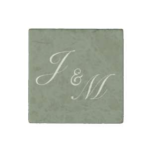 Olive & Beige Wedding Reception Stone Magnet