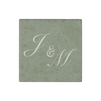 Olive & Beige Wedding Reception Stone Magnet