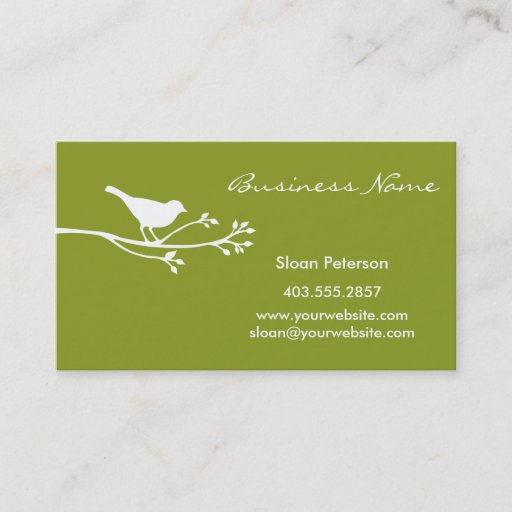 Customizable Olive Bird Business Card