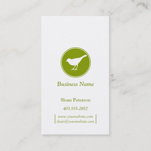 Customizable Olive Bird Business Card