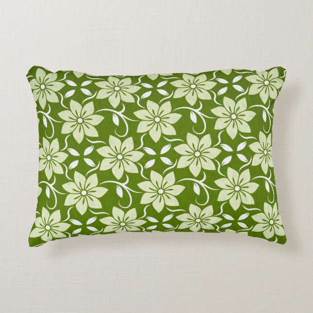 Olive Blossom Repeat Accent Pillow (Front)