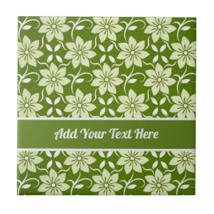 Olive Blossom Repeat Ceramic Tile