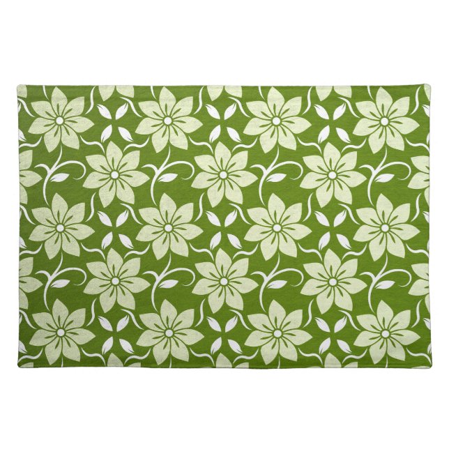 Olive Blossom Repeat Cloth Placemat (Front)