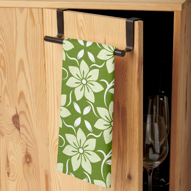 Olive Blossom Repeat Kitchen Towel (Thirds Fold)