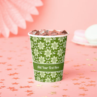 Olive Blossom Repeat Paper Cups