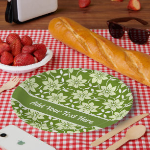 Olive Blossom Repeat Paper Plates