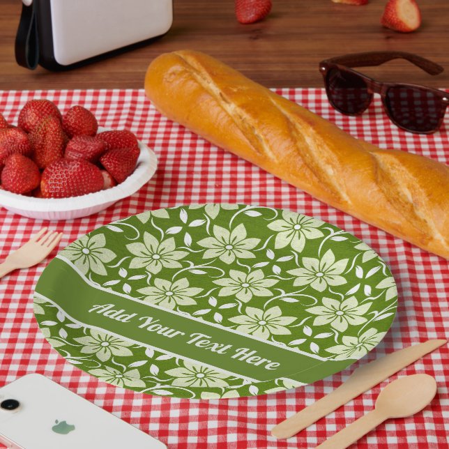 Olive Blossom Repeat Paper Plates (Picnic)