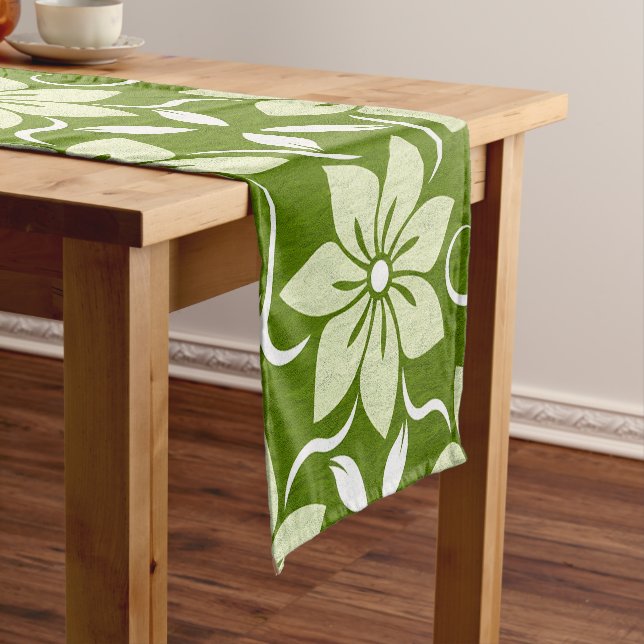 Olive Blossom Repeat Short Table Runner (In Situ)