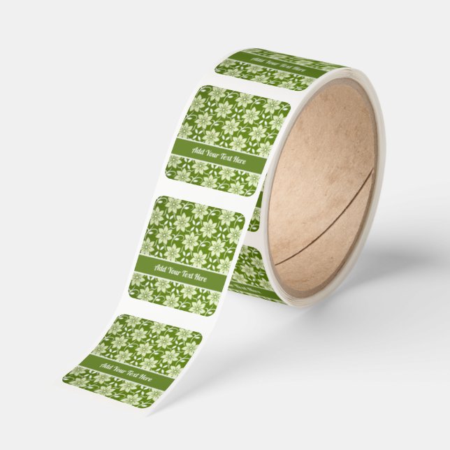 Olive Blossom Repeat Square Sticker (Roll)