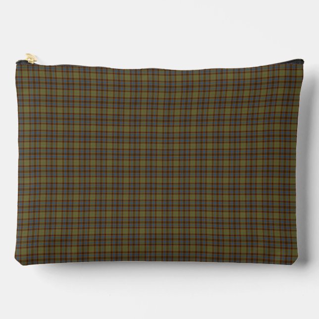 Olive Blue Plaid Tartan Pattern Accessory Pouch (Front)