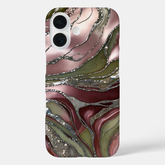 Olive Blush Marble Phone Case Gold Luxury (Back)
