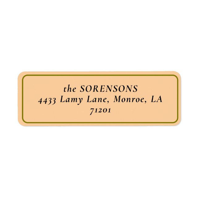 OLIVE BORDERED PEACH Return Address Label (Front)