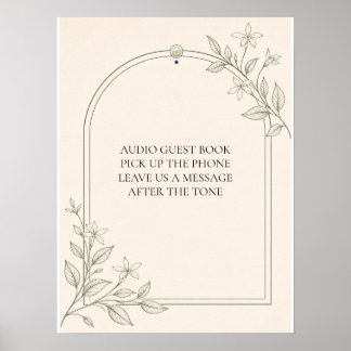 Olive Botanical Audio Guest Book Wedding Sign
