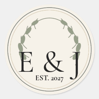 Olive Botanical Wedding Envelope Seal Sticker