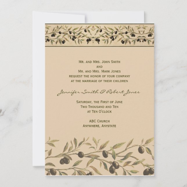 Olive Branch: A Tuscan Touch Wedding Invitation (Front)