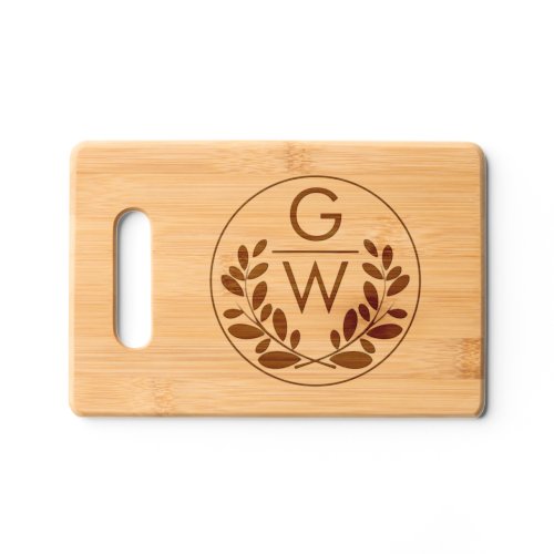 Olive branch and initials wedding Charcuterie Cutting Board