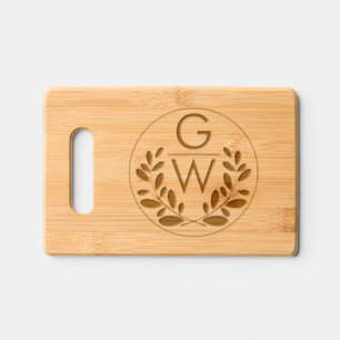 Olive branch and initials wedding Charcuterie Engraved Cutting Board