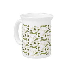 Olive Branch and Leaves Beverage Pitcher