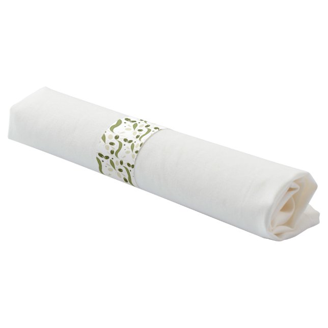 Olive Branch and Leaves Seamless Pattern      Napkin Bands (Angled)