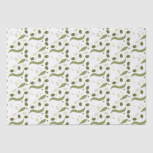 Olive Branch and Leaves Seamless Pattern     Tissue Paper
