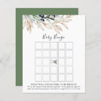 Olive Branch Baby Shower Bingo Game Card