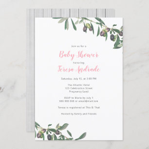 Olive Branch Baby Shower Mediterranean Botanical Invitation