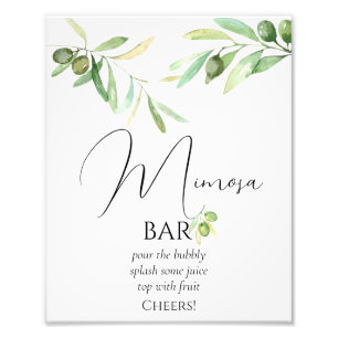 Olive branch Baby Shower Mimosa Bar Poster