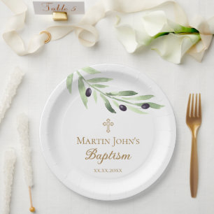 olive branch Baptism  Paper Plates