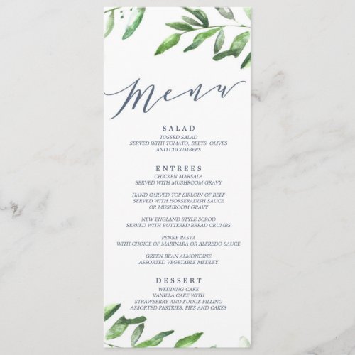 Olive Branch Boho Garden Menu