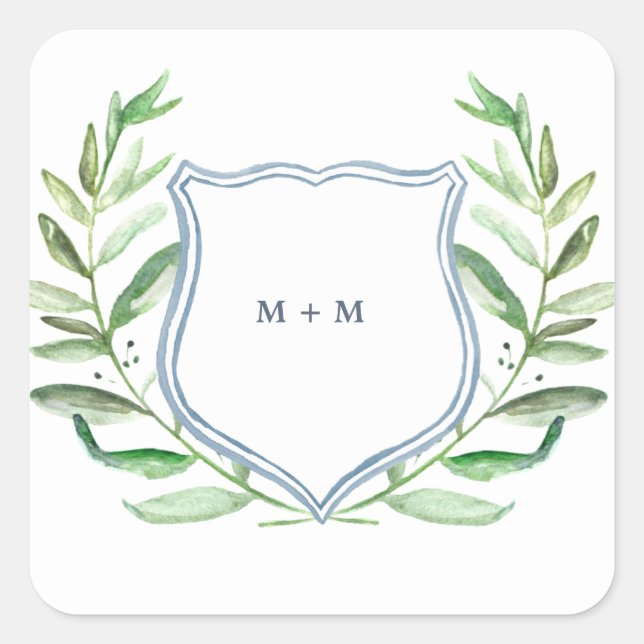 Olive Branch Boho Garden Monogram Stickers (Front)