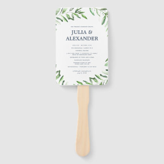Olive Branch Boho Garden Wedding Program Fan