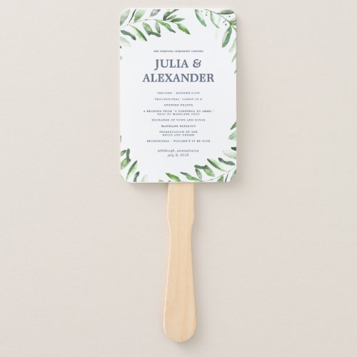 Olive Branch Boho Garden Wedding Program Fan