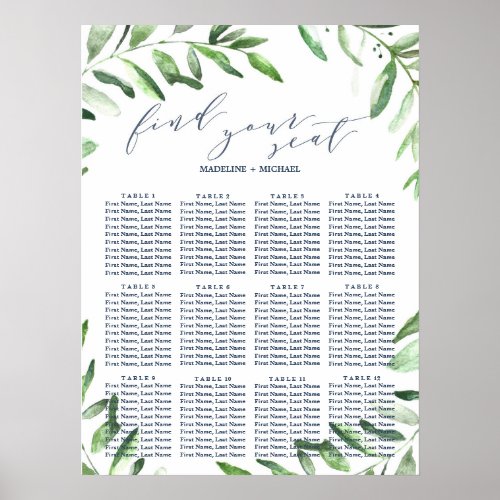 Olive Branch Boho Garden Wedding Seating Chart