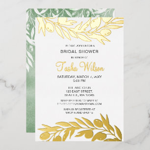 Olive Branch Botanical Bridal Shower Invitation Foil Invitation