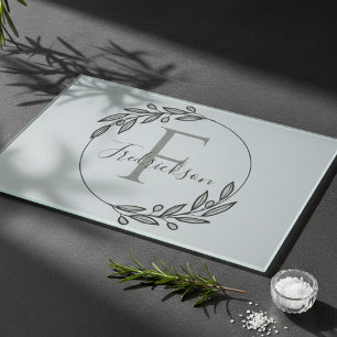 Olive Branch Botanical Housewarming Monogram Cutting Board