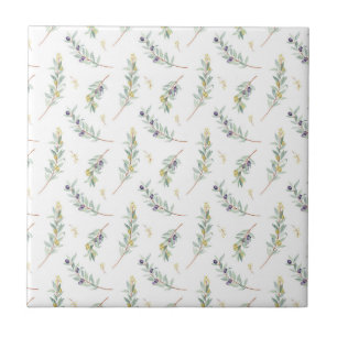 Olive Branch Botanical Rustic Pattern Ceramic Tile