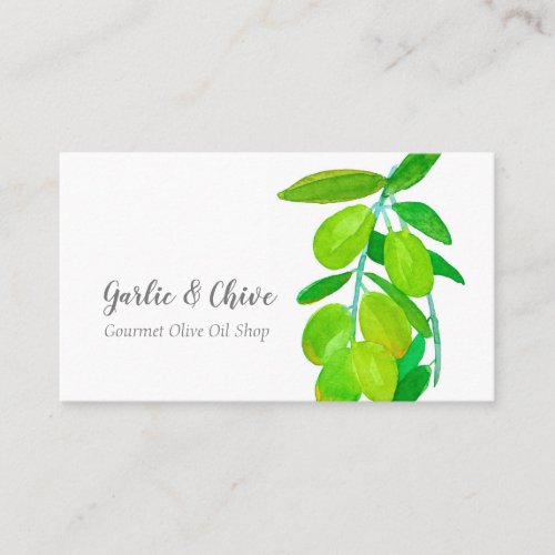 Olive Branch Botanical Tree Green Business Card