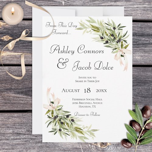 Olive Branch Bouquets Wedding Invitation