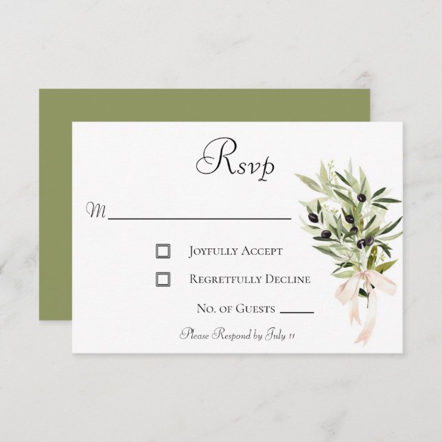 Olive Branch Bouquets Wedding RSVP Card (Front/Back)