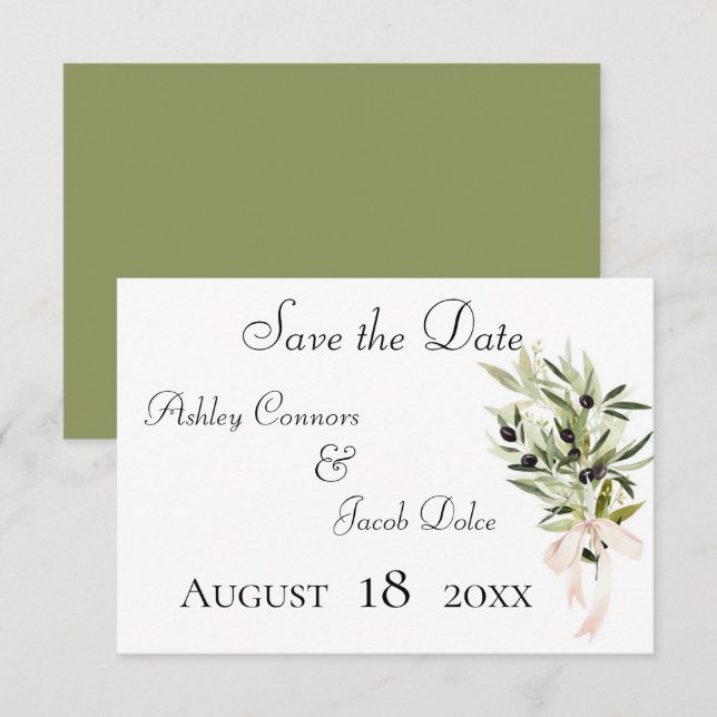 Olive Branch Bouquets Wedding Save The Date (Front/Back)