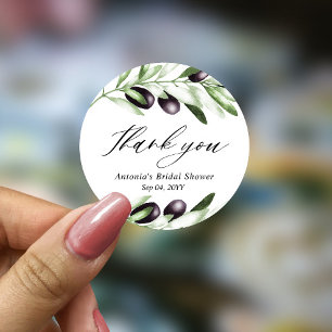 Olive Branch Bridal Shower Classic Round  Sticker