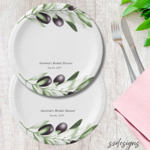 Olive Branch Bridal Shower Paper Plates