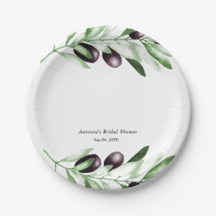 Olive Branch Bridal Shower Paper Plates