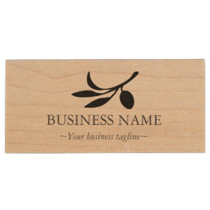 Olive Branch Business Logo Wood Flash Drive