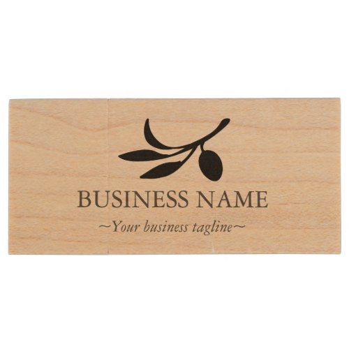 Olive Branch Business Logo Wood Flash Drive