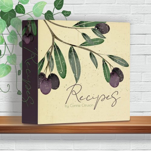Olive branch cooking personalized cookbook recipe 3 ring binder