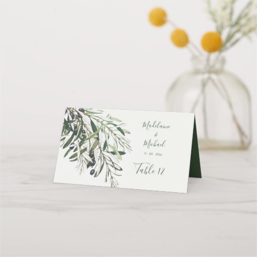 Olive Branch Elegant Wedding Table Number Place Card